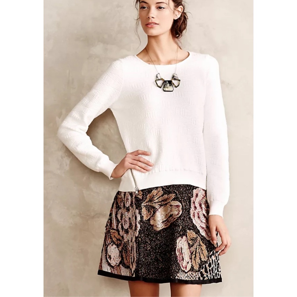 Anthropologie Moth Quiet Luxury Merle Pullover Quilted Sweater Small Cozy Chic